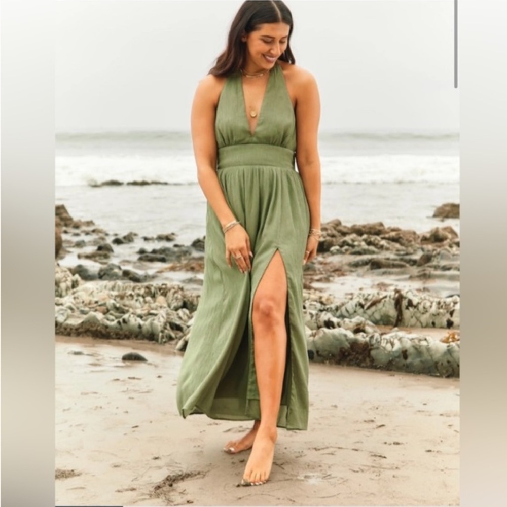 Abercrombie and Fitch Olive Halter Dress